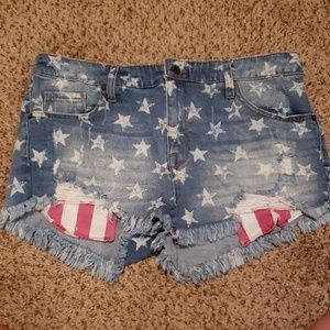 American flag high rise shorts